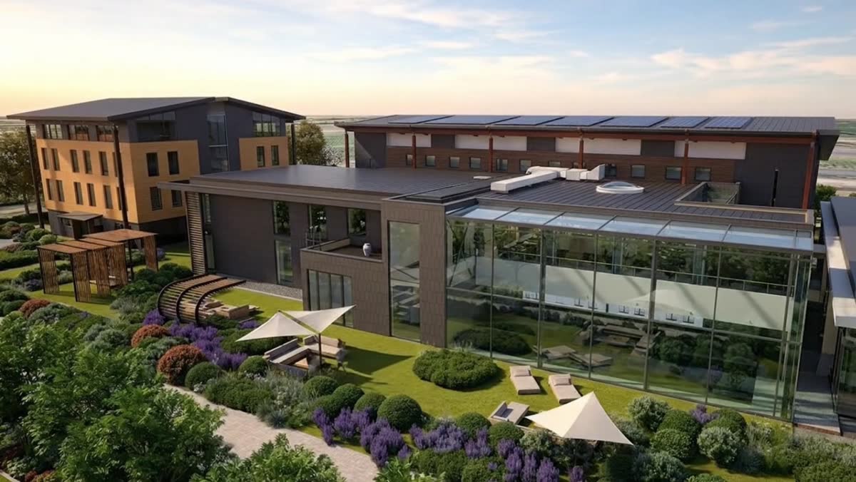 3D-impressie van het nieuwe paviljoen overdag